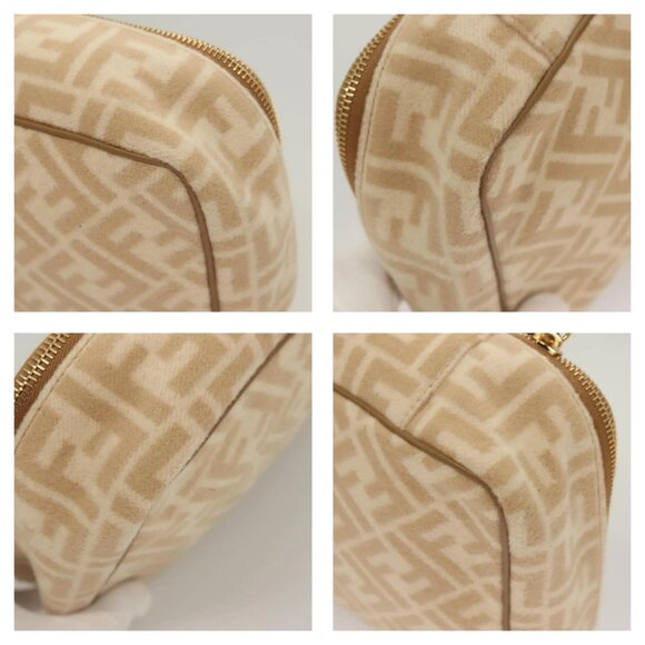 Authentic FENDI Zucca Canvas Vanity Pouch Beige Gold bst551-112825 - Picture 8 of 16